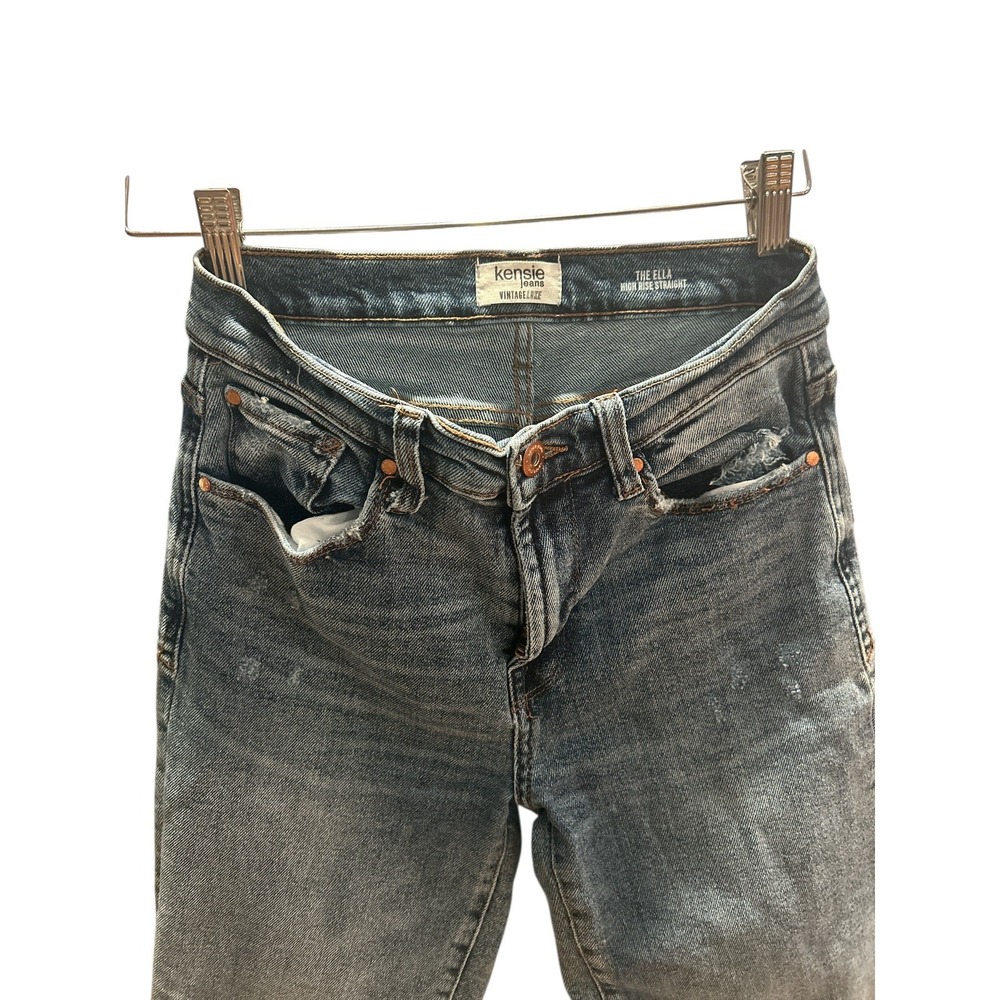 Kensie Ella High‎ Rise Vintage Luxe Jens Straight, Size: 2/26 Diatressed - Picture 12 of 14